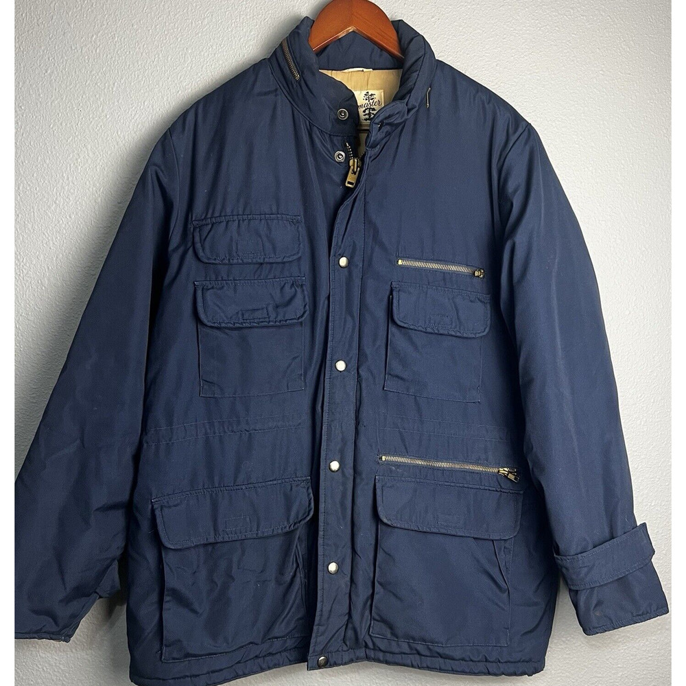 Vintage Sears Fieldmaster Mens Size XL Down Puffer Coat Jacket Parka Blue Hooded